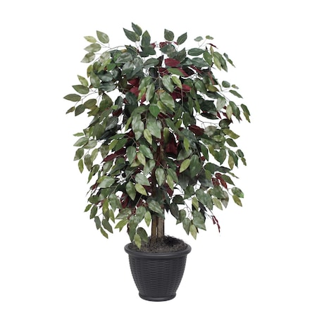 Dare2Decor 4 ft. Artificial Capensia Bush in Gray Plastic Pot, Green & Red DA3252357